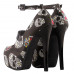 SHOW STORY Women Sexy Skull Print Ankle Strap Platform Stiletto Heel Dress Pumps