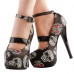 SHOW STORY Women Sexy Skull Print Ankle Strap Platform Stiletto Heel Dress Pumps