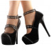 SHOW STORY Punk Snake Skin Print Bow Stud Buckle Bone Heels Platform Ankle Boots