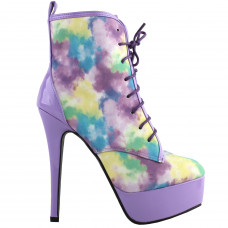 SHOW STORY Retro Purple Lace-Up Platform Stiletto High Heels Ankle Boot Bootie