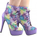 SHOW STORY Retro Purple Lace-Up Platform Stiletto High Heels Ankle Boot Bootie