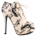 SHOW STORY Retro Black Beige Chinese Ink and Wash Lace-Up Platform Stiletto Ankle Boot Bootie