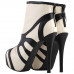 SHOW STORY Retro Beige Black Two Tone Platform Stiletto High Heels Ankle Boot Bootie