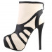 SHOW STORY Retro Beige Black Two Tone Platform Stiletto High Heels Ankle Boot Bootie