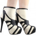 SHOW STORY Retro Beige Black Two Tone Platform Stiletto High Heels Ankle Boot Bootie