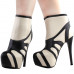 SHOW STORY Retro Beige Black Two Tone Platform Stiletto High Heels Ankle Boot Bootie