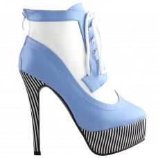 SHOW STORY Retro Lace-Up Stripe Print Platform Stiletto High Heels Ankle Boots