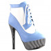 SHOW STORY Retro Lace-Up Stripe Print Platform Stiletto High Heels Ankle Boots