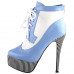 SHOW STORY Retro Lace-Up Stripe Print Platform Stiletto High Heels Ankle Boots