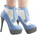 SHOW STORY Retro Lace-Up Stripe Print Platform Stiletto High Heels Ankle Boots