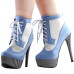 SHOW STORY Retro Lace-Up Stripe Print Platform Stiletto High Heels Ankle Boots