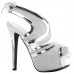 SHOW STORY Retro Silver Stripe Lace-Up Hidden Platform High Heel Club Sandals LF80894SV