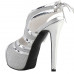 SHOW STORY Retro Silver Stripe Lace-Up Hidden Platform High Heel Club Sandals LF80894SV