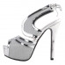 SHOW STORY Retro Silver Stripe Lace-Up Hidden Platform High Heel Club Sandals LF80894SV