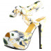 SHOW STORY Retro Yellow Floral Print Ankle Strap Platform High Heel Party Sandals LF80895YL