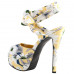 SHOW STORY Retro Yellow Floral Print Ankle Strap Platform High Heel Party Sandals LF80895YL