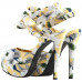SHOW STORY Retro Yellow Floral Print Ankle Strap Platform High Heel Party Sandals LF80895YL