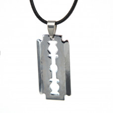 SCOO Unisex Gothic Punk Stainless Steel Razor-Blade Biker Pendant Charm Necklace in Gift Bag 