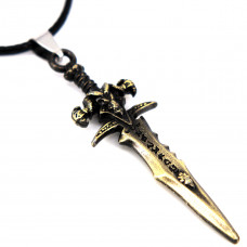 SCOO Unisex Antique Bronze Sheepshead Sword Biker Pendant Charm Necklace in Gift Bag 