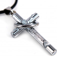 SCOO Stainless Steel Ring Jesus Christ Crucifix Cross Whistle Biker Pendant Charm Necklace in Gift Bag 