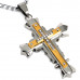 SCOO Men's Large Stainless Steel Gold Silver Cross Biker Pendant Necklace Vintage -with 19 inch Chain 
