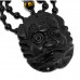 SCOO Hand Carved Natural Genuine Obsidian Buddha Zhong Kui Head Amulet Pendant Necklace 