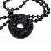 SCOO Hand Carved Natural Genuine Obsidian Round Pendnat Kirin Engraving Necklace Amulet Necklace 