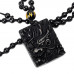SCOO Hand Carved Natural Genuine Obsidian Dragon Amulet Pendant Necklace 