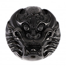 SCOO Hand Carved Natural Genuine Obsidian Dragon Head Round Shape Belt Decoration 