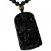 SCOO Hand Carved Natural Genuine Obsidian Fortuna Amulet Pendant Necklace 