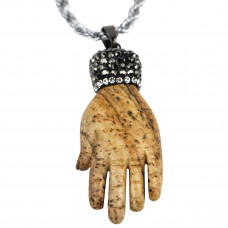 SCOO Fashion Hand of Buddha Buddhist Symbol Natural Stone Amulet Pendant Necklace 