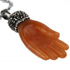 SCOO Fashion Hand of Buddha Buddhist Symbol Natural Stone Amulet Pendant Necklace 