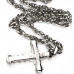 SCOO Polished Silver Stainless Steel Necklace Cross Mens Womens Pendant 20 inches Chain 