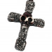 SCOO Fashion Skull Glittery Artificial Gem Cross Amulet Pendant Necklace 