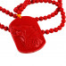 SCOO Hand Carved Natural Genuine Cinnabar Howling Wolf Head Amulet Pendant Necklace 