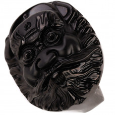 SCOO Hand Carved Natural Genuine Obsidian Buddha Zhong Kui Head Round Shape Belt Decoration 