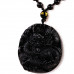 SCOO Hand Carved Natural Genuine Obsidian Dragon Amulet Pendant Necklace 