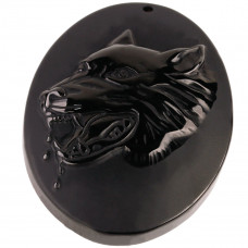 SCOO Hand Carved Natural Genuine Obsidian Wolf Head Amulet Pendant Necklace Amulet Pendant Necklace 
