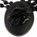 SCOO Hand Carved Natural Genuine Obsidian Wolf Head Amulet Pendant Necklace Amulet Pendant Necklace 