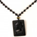 SCOO Hand Carved Natural Genuine Obsidian Mao Zedong Amulet Pendant Necklace Amulet Pendant Necklace 