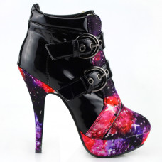 Show Story Punk Buckle Night Sky High Heel Stiletto Platform Ankle Boots