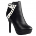 Fab Black White Studs Two Tone Stiletto Platform Ankle Boots