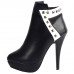 Fab Black White Studs Two Tone Stiletto Platform Ankle Boots