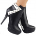 Fab Black White Studs Two Tone Stiletto Platform Ankle Boots