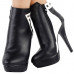Fab Black White Studs Two Tone Stiletto Platform Ankle Boots