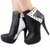 Fab Black White Studs Two Tone Stiletto Platform Ankle Boots