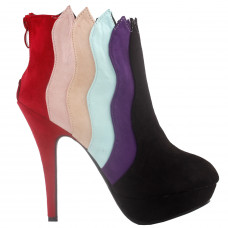 Womens Multicoloured Herring Bone Stiletto Platform High Heel Ankle Boot Bootie