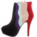 Womens Multicoloured Herring Bone Stiletto Platform High Heel Ankle Boot Bootie