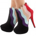 Womens Multicoloured Herring Bone Stiletto Platform High Heel Ankle Boot Bootie