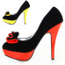 Ladies Black Yellow Two Tone Evening Platform Pumps 